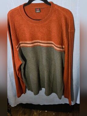 Emergency Exit Rust Orange & Olive Colorblock Crewneck Sweater